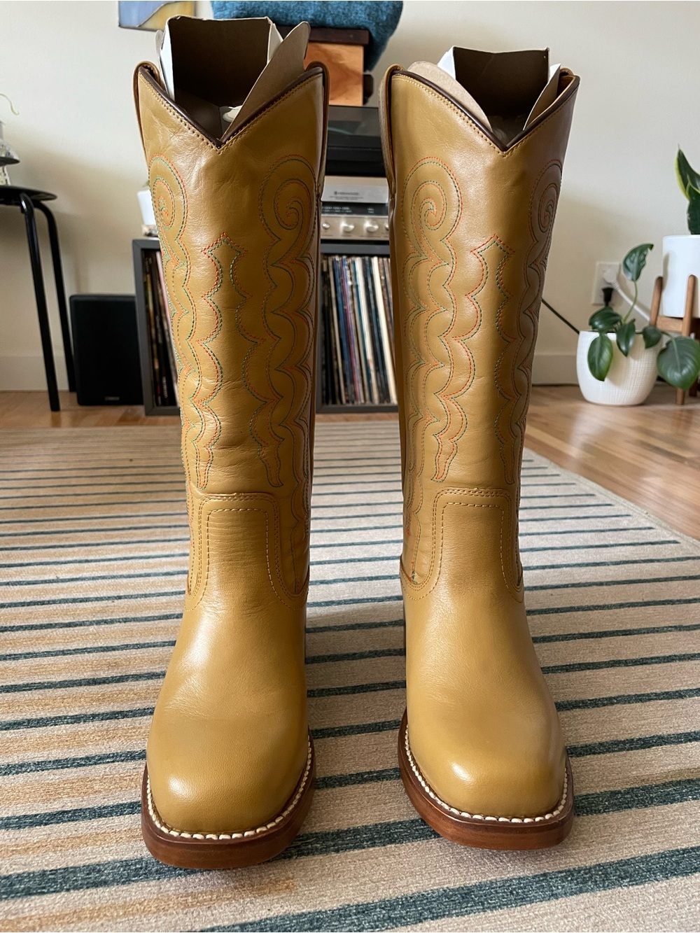 Frye Campus Deco Stitch Leather Knee-High Boots in Banana - Picture 2 of 12